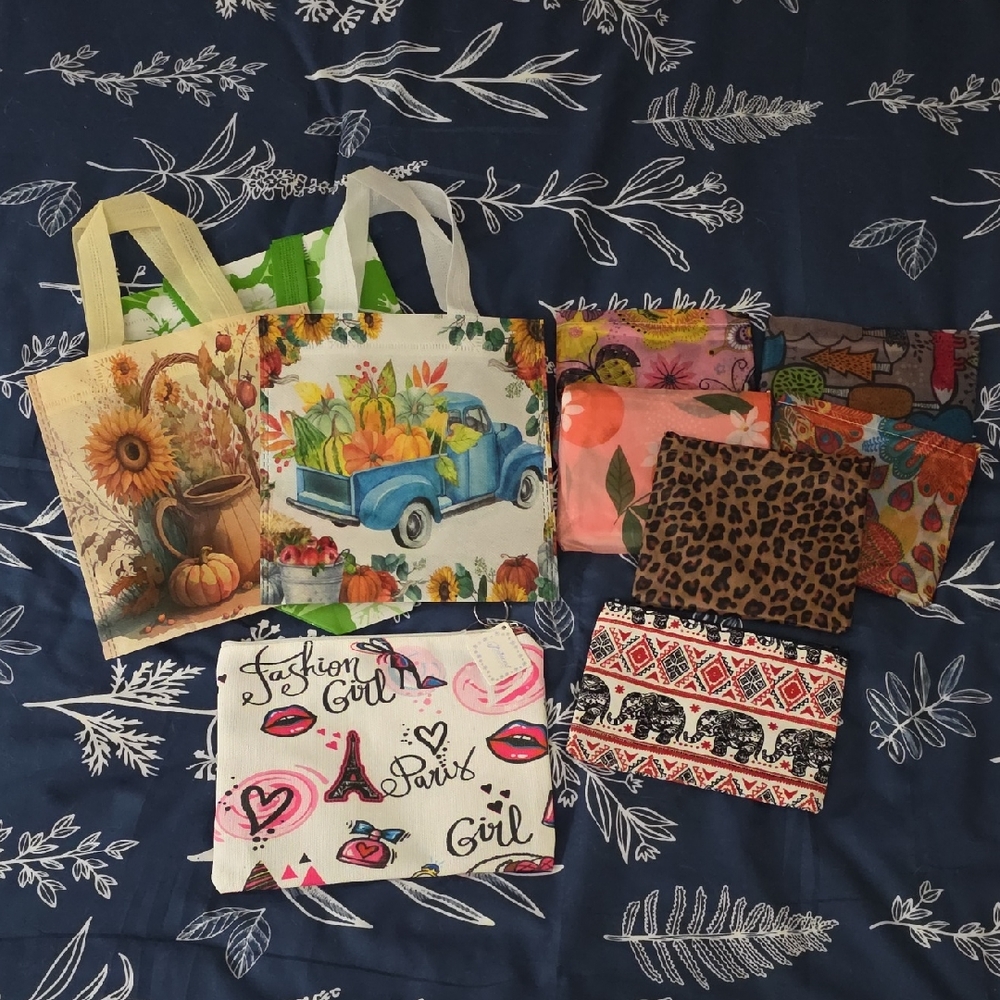 Colorful Reusable Tote Bags Set